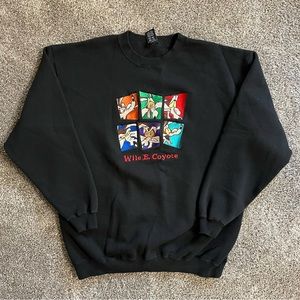 Vintage 90s Warner Bros Wili E Coyote Looney Tunes Sweatshirt Size Medium